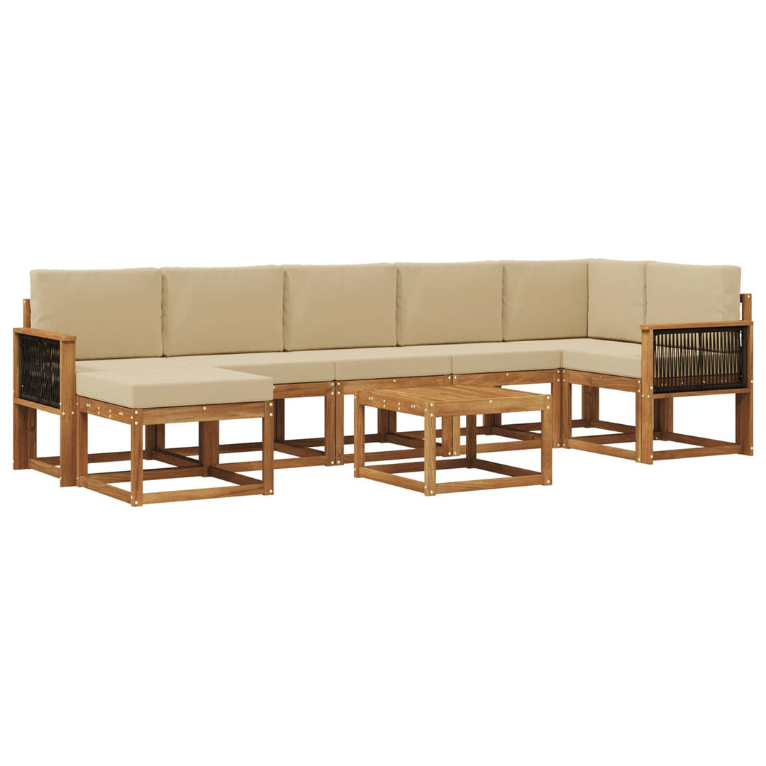 Udendørs sofagruppe med pude 8 pcs Naturlig og Beige Polyester
