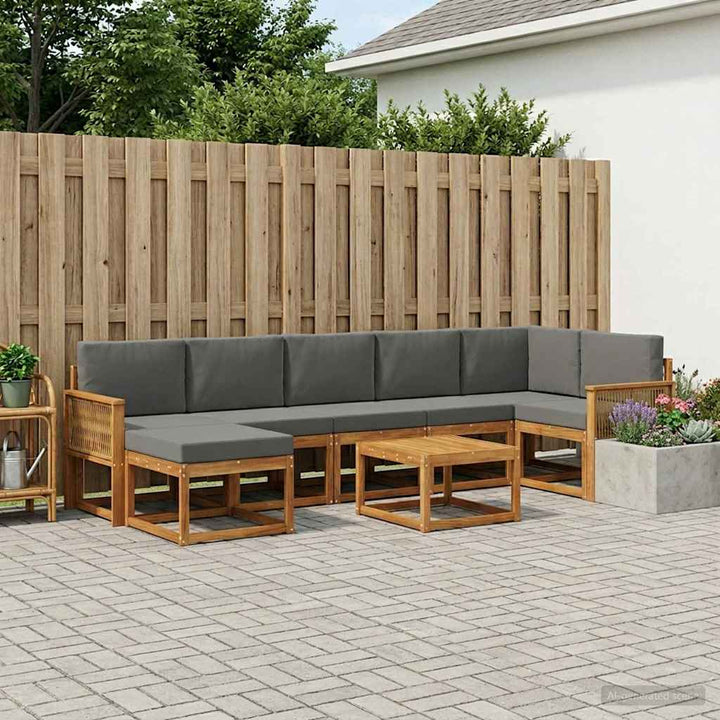 Udendørs sofagruppe 8 pcs Naturlig og Antracit Polyester