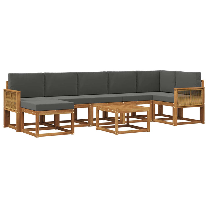 Udendørs sofagruppe 8 pcs Naturlig og Antracit Polyester