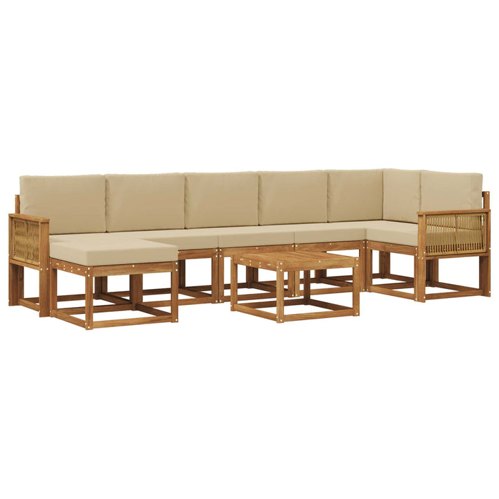 Udendørs sofagruppe med pude 8 pcs Naturlig og Beige Polyester