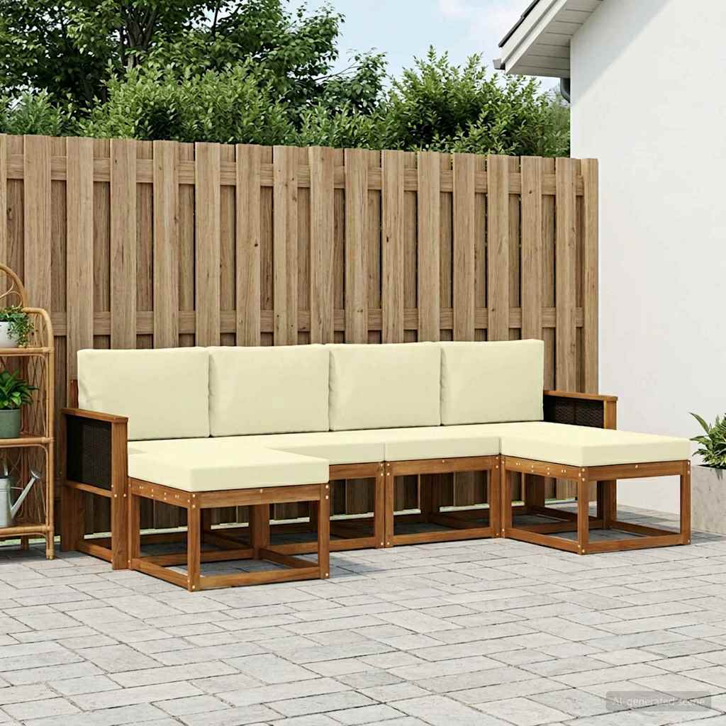 Udendørs sofagruppe med pude 6 pcs Naturlig og Fløde Polyester