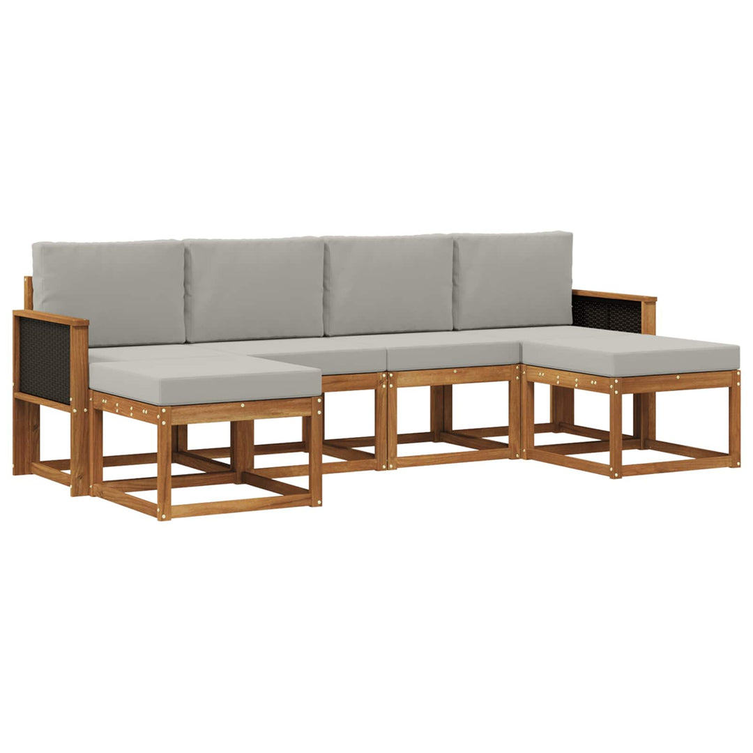 Udendørs sofagruppe 6 pcs Naturfarvet og lysegrå Polyester