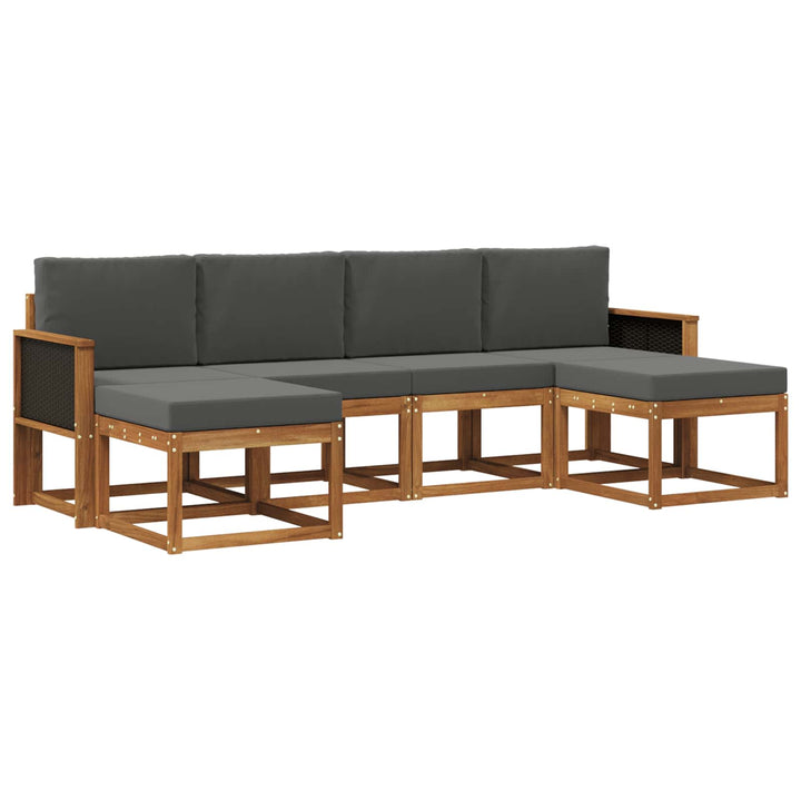 Udendørs sofagruppe 6 pcs Naturlig og Antracit Polyester