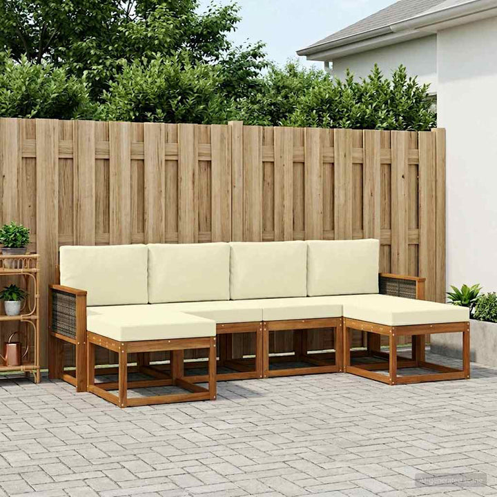 Udendørs sofagruppe med pude 6 pcs Naturlig og Fløde Polyester