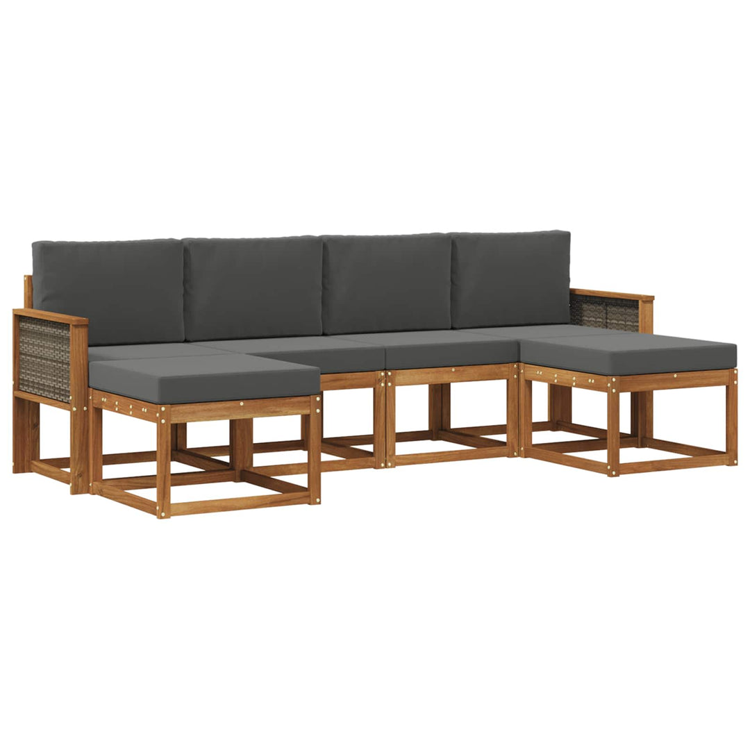 Udendørs sofagruppe 6 pcs Naturlig og Antracit Polyester