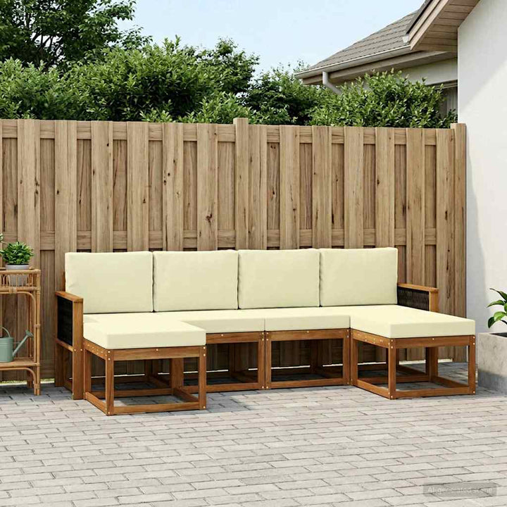 Udendørs sofagruppe med pude 6 pcs Naturlig og Fløde Polyester