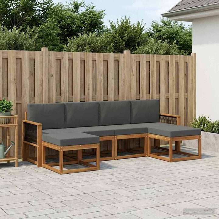Udendørs sofagruppe 6 pcs Naturlig og Antracit Polyester