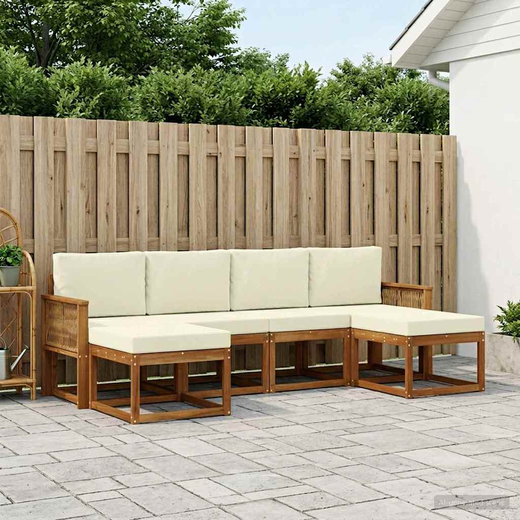 Udendørs sofagruppe med pude 6 pcs Naturlig og Fløde Polyester