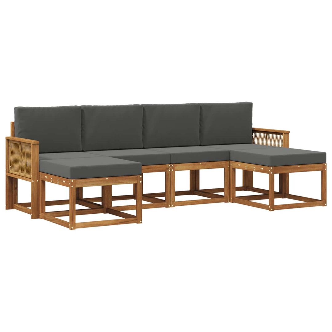 Udendørs sofagruppe 6 pcs Naturlig og Antracit Polyester