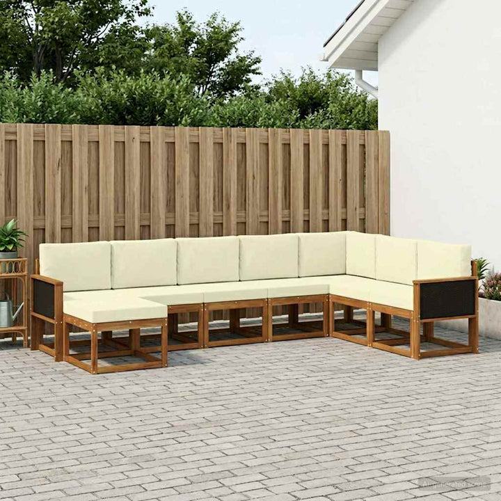 Udendørs sofagruppe 8 pcs Naturlig og Fløde Massivt Akacietræ