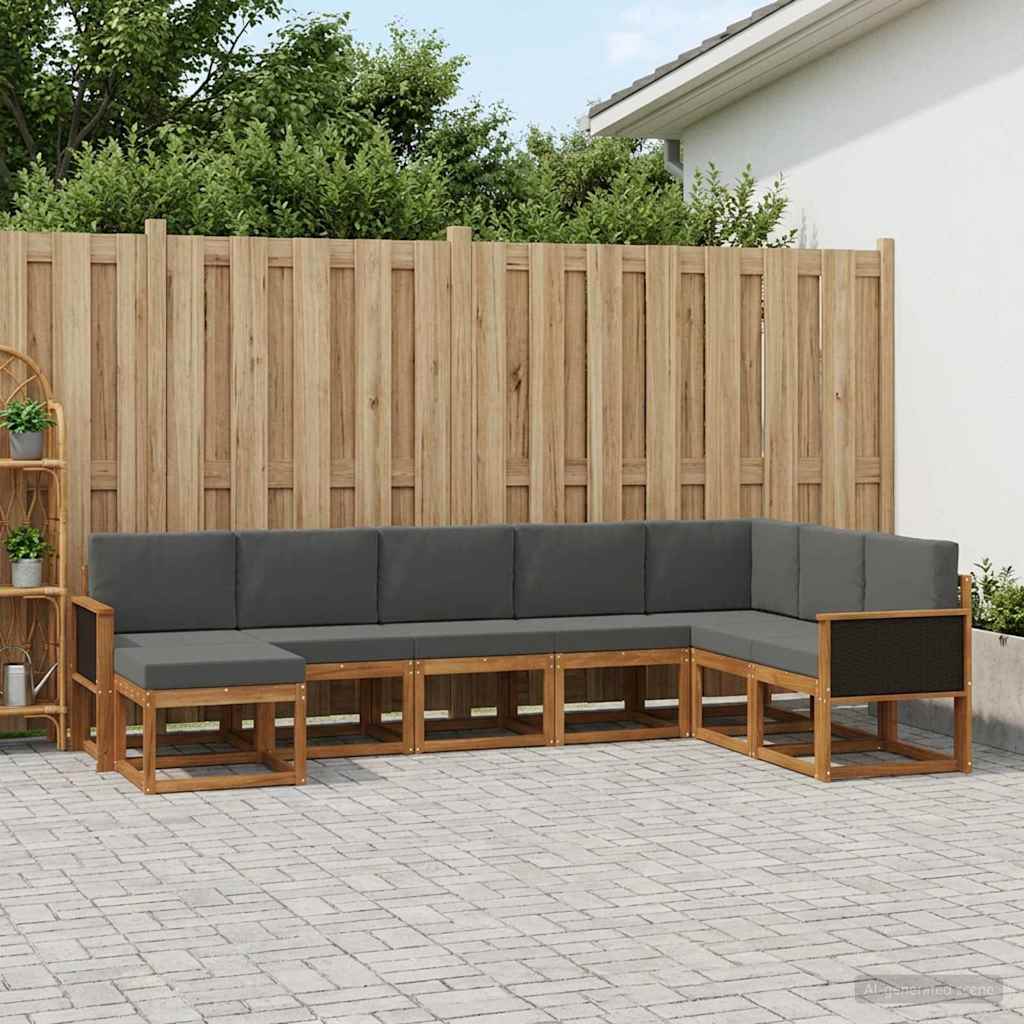Udendørs sofagruppe med pude 8 pcs Naturlig og Antracit