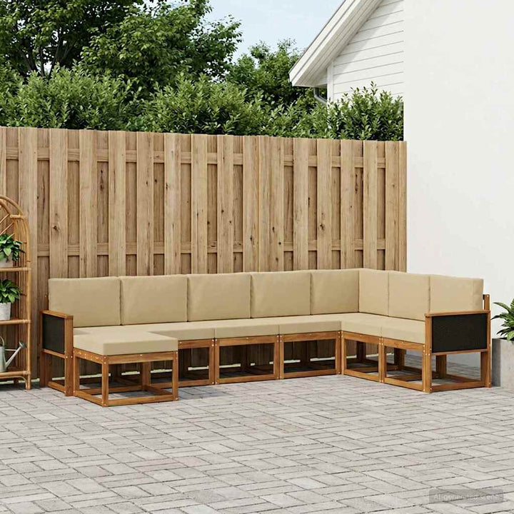 Udendørs sofagruppe 8 pcs Naturlig og Beige Massivt Akacietræ