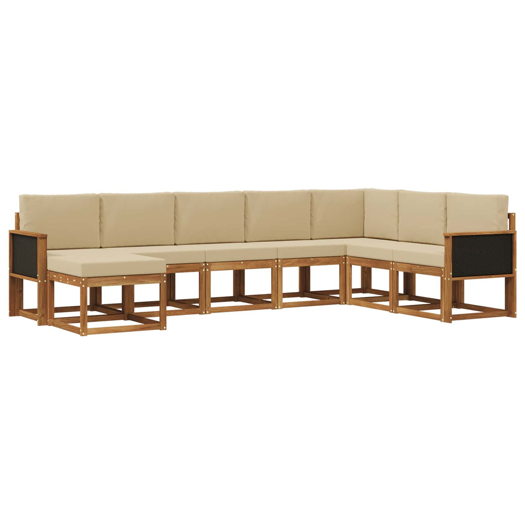 Udendørs sofagruppe 8 pcs Naturlig og Beige Massivt Akacietræ