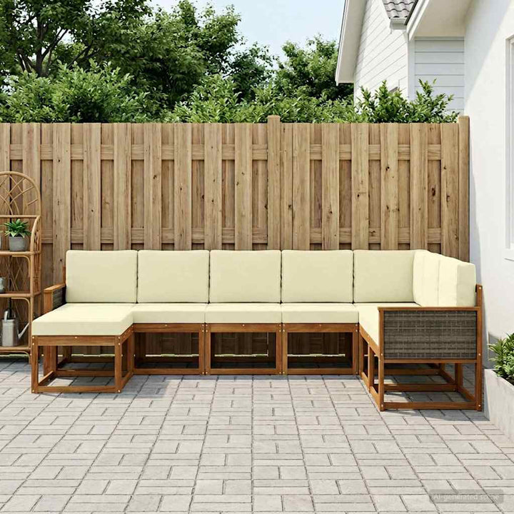 Udendørs sofagruppe 8 pcs Naturlig og Fløde Massivt Akacietræ