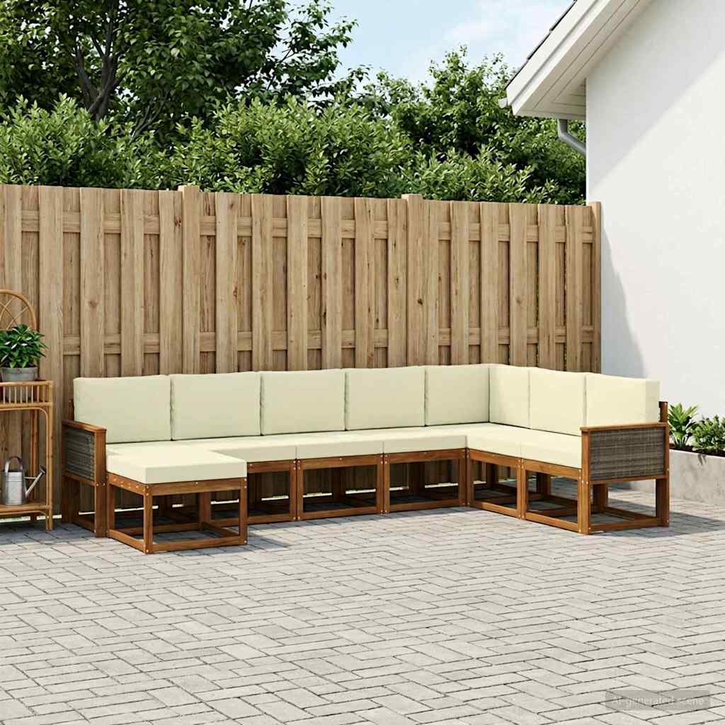 Udendørs sofagruppe 8 pcs Naturlig og Fløde Massivt Akacietræ