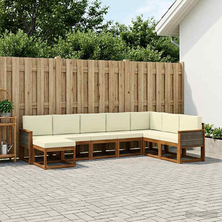 Udendørs sofagruppe 8 pcs Naturlig og Fløde Massivt Akacietræ