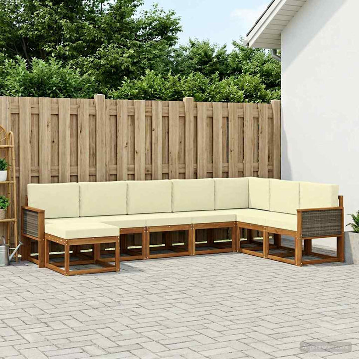 Udendørs sofagruppe 8 pcs Naturlig og Fløde Massivt Akacietræ