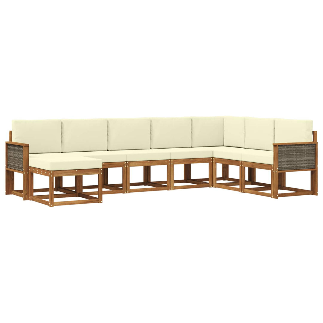 Udendørs sofagruppe 8 pcs Naturlig og Fløde Massivt Akacietræ