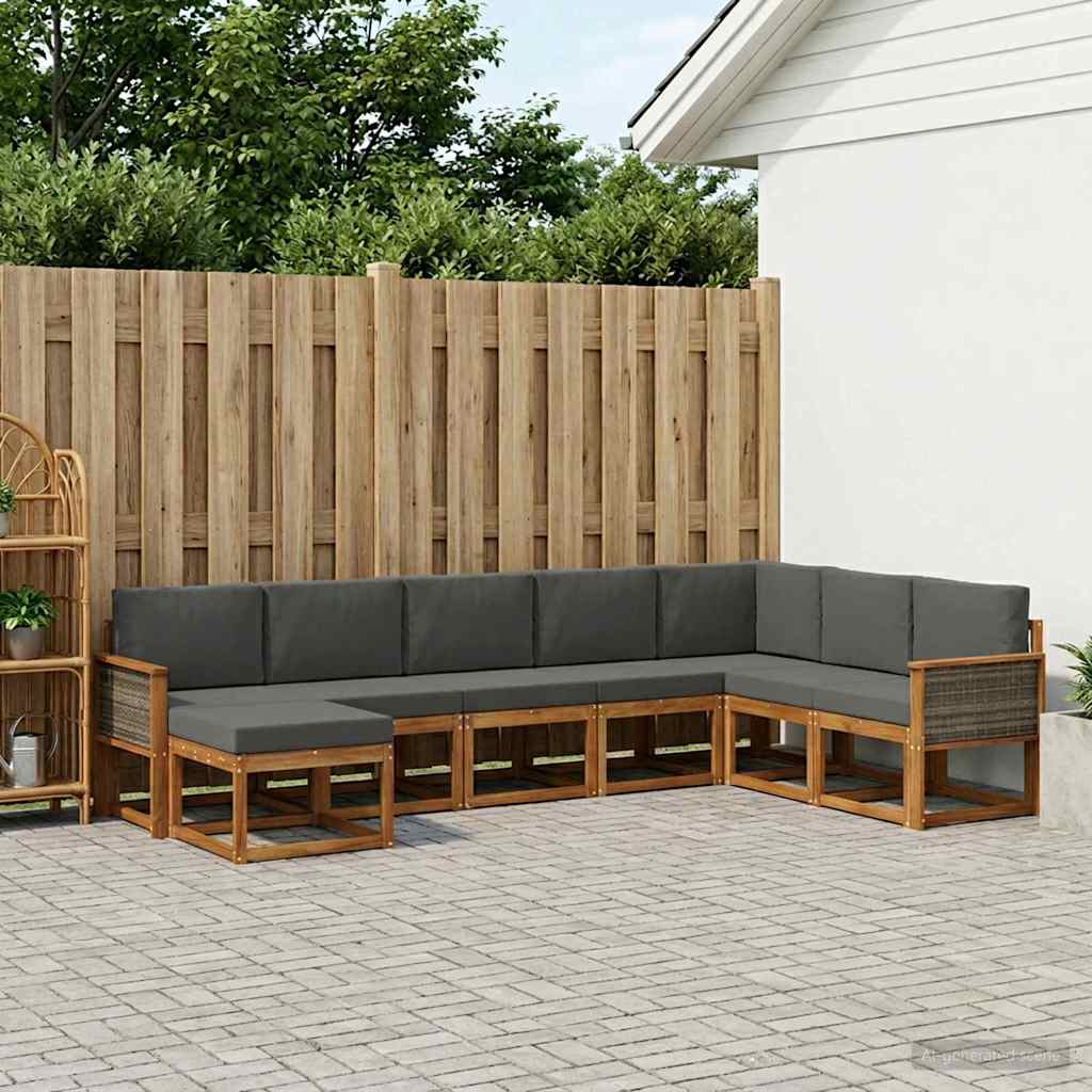 Udendørs sofagruppe med pude 8 pcs Naturlig og Antracit
