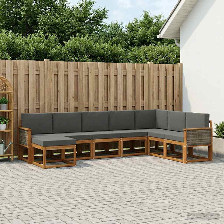 Udendørs sofagruppe med pude 8 pcs Naturlig og Antracit