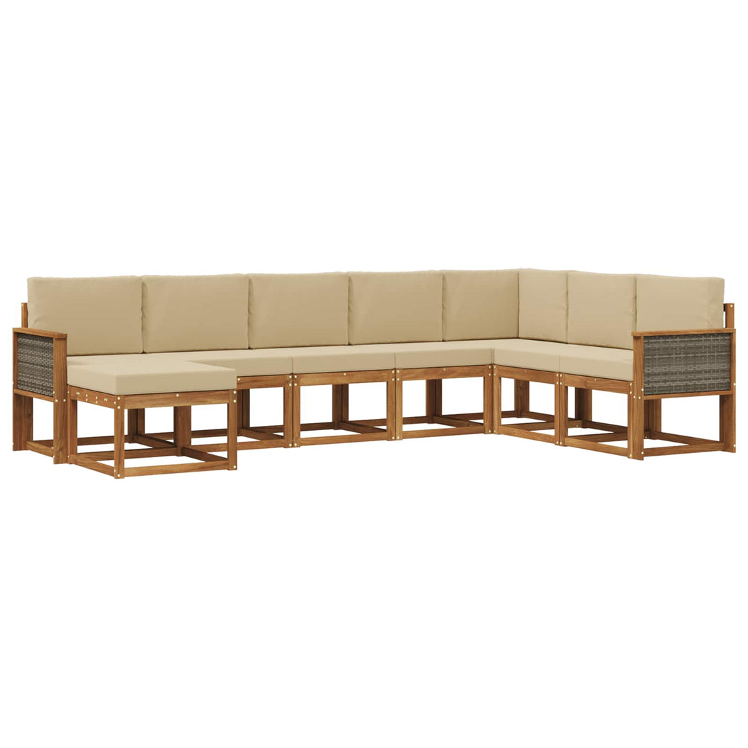 Udendørs sofagruppe 8 pcs Naturlig og Beige Massivt Akacietræ