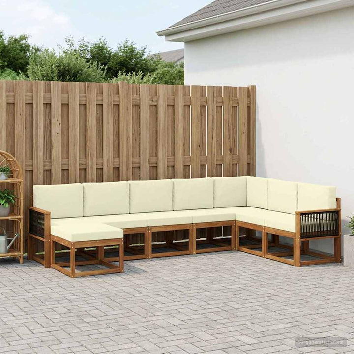 Udendørs sofagruppe 8 pcs Naturlig og Fløde Massivt Akacietræ