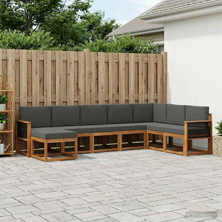 Udendørs sofagruppe 8 pcs Naturlig og Antracit