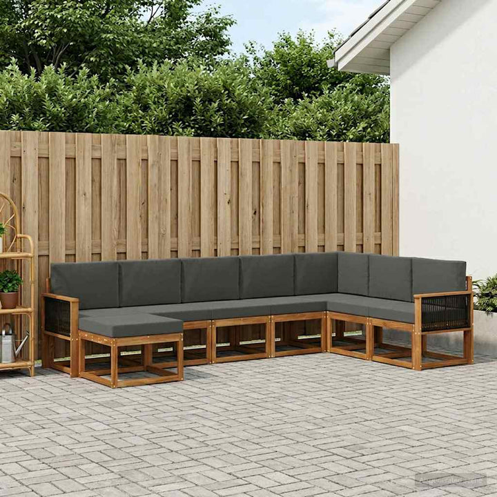 Udendørs sofagruppe 8 pcs Naturlig og Antracit