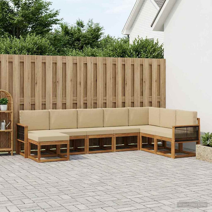 Udendørs sofagruppe 8 pcs Naturlig og Beige Massivt Akacietræ
