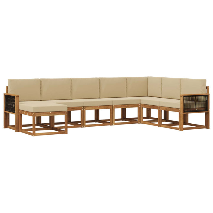 Udendørs sofagruppe 8 pcs Naturlig og Beige Massivt Akacietræ