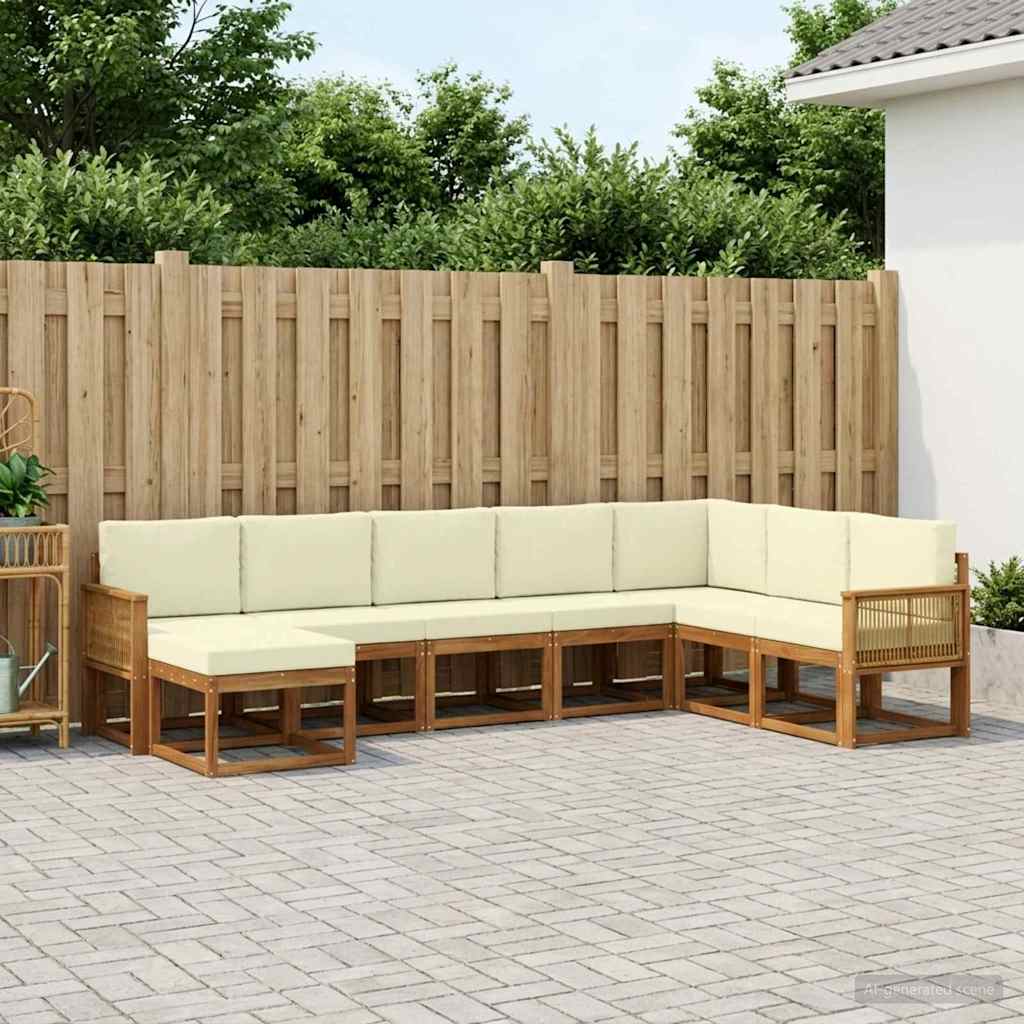 Udendørs sofagruppe 8 pcs Naturlig og Fløde Massivt Akacietræ