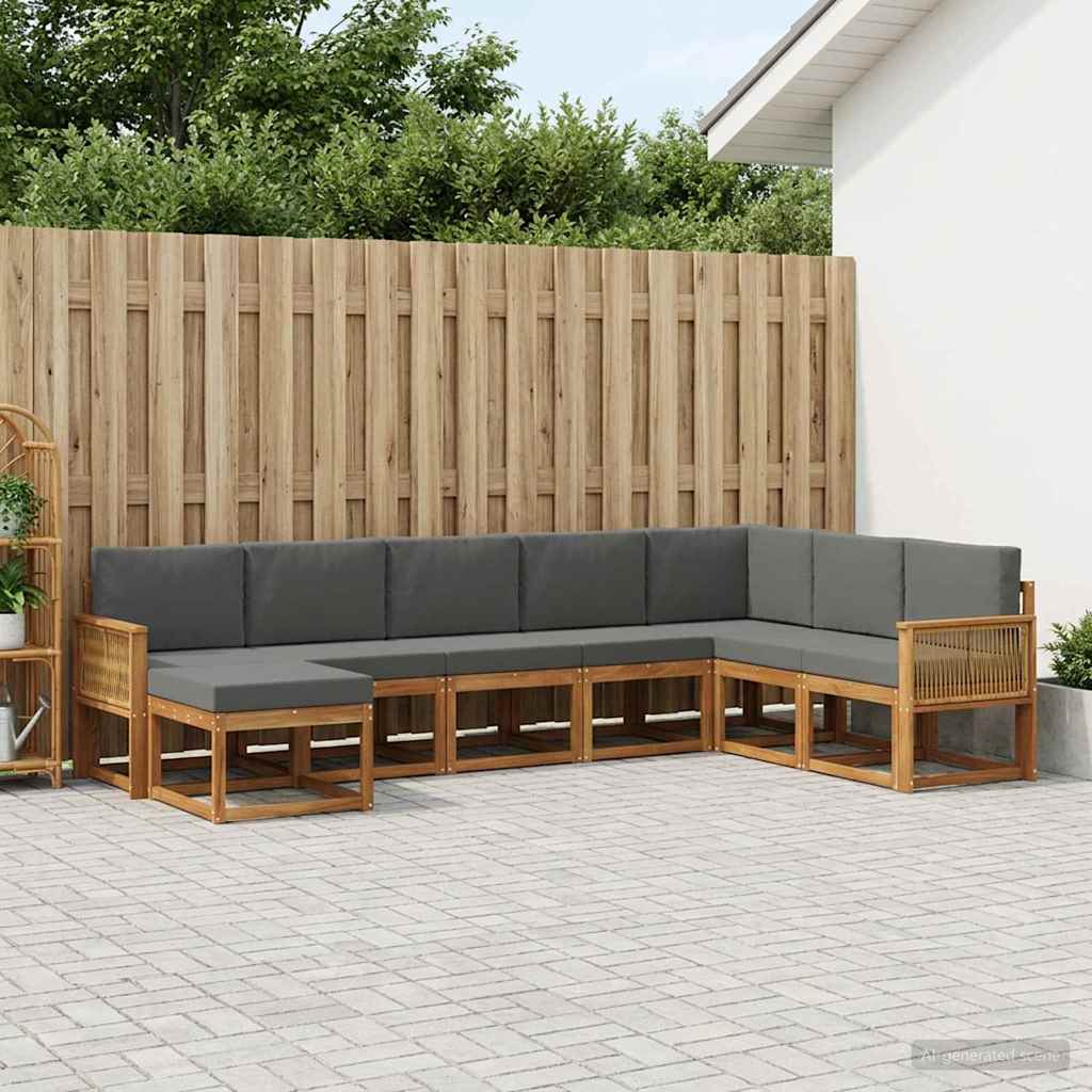 Udendørs sofagruppe med pude 8 pcs Naturlig og Antracit