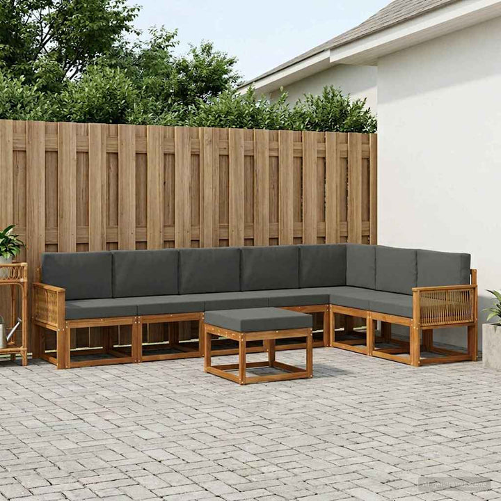 Udendørs sofagruppe med pude 8 pcs Naturlig og Antracit