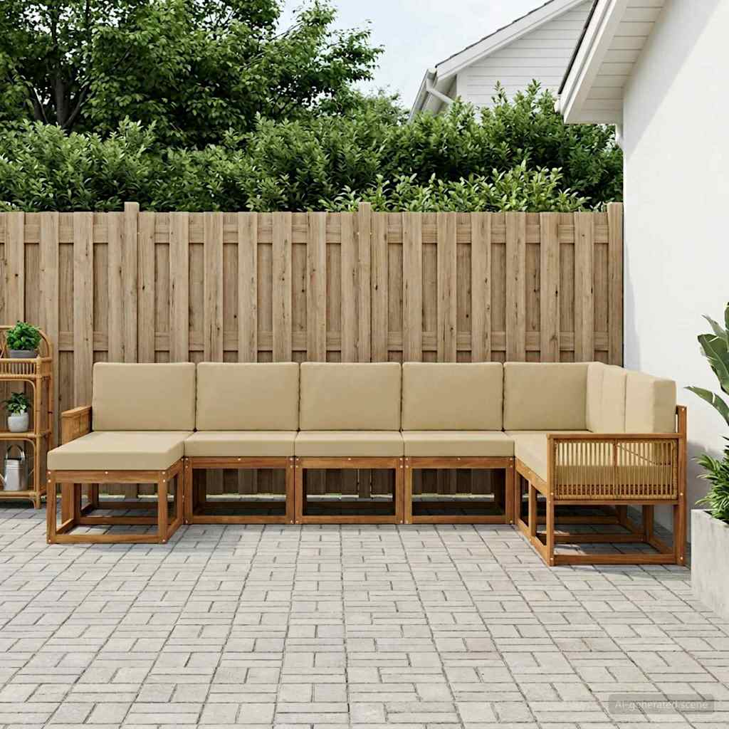 Udendørs sofagruppe 8 pcs Naturlig og Beige Massivt Akacietræ