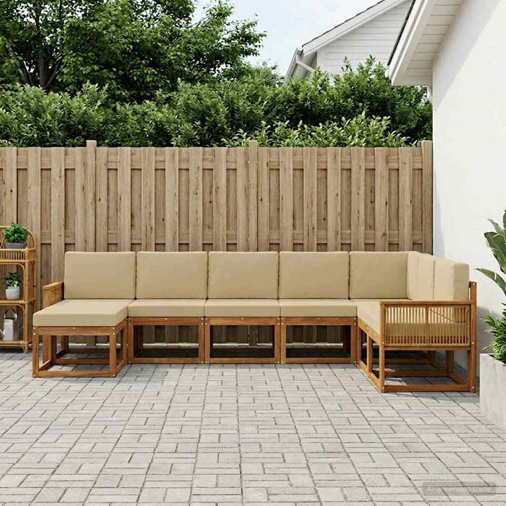 Udendørs sofagruppe 8 pcs Naturlig og Beige Massivt Akacietræ