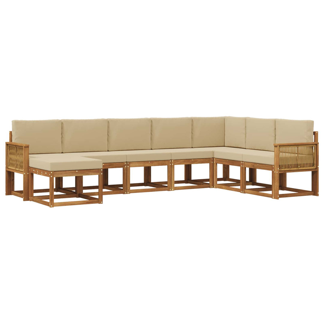 Udendørs sofagruppe 8 pcs Naturlig og Beige Massivt Akacietræ