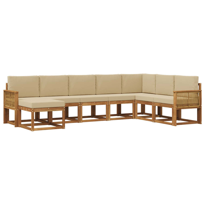 Udendørs sofagruppe 8 pcs Naturlig og Beige Massivt Akacietræ