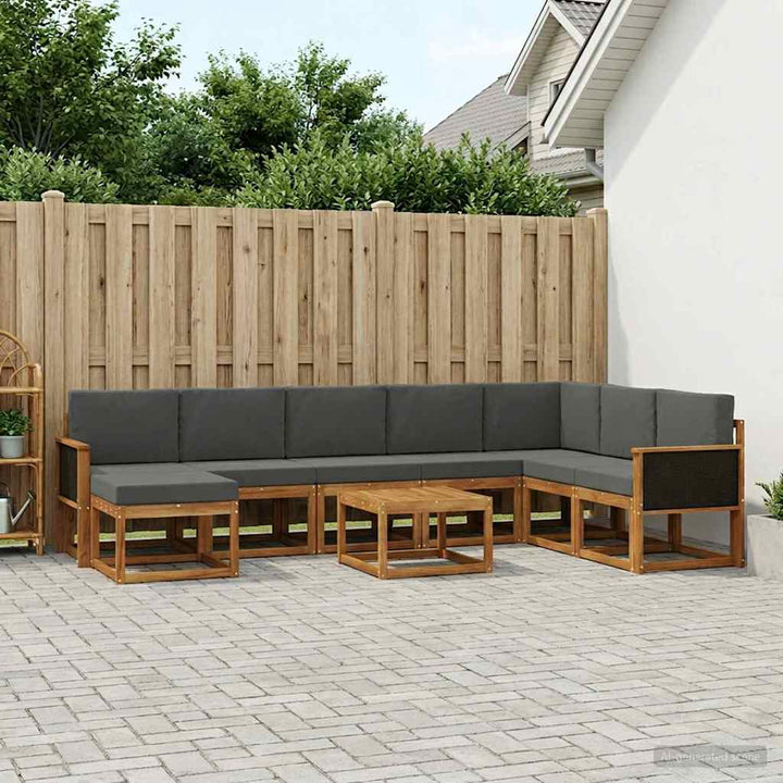 Udendørs sofagruppe med pude 9 pcs Naturlig og Antracit