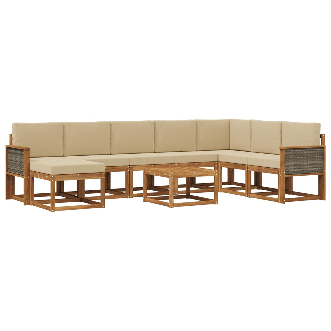 Udendørs sofagruppe 9 pcs Naturlig og Beige Massivt Akacietræ