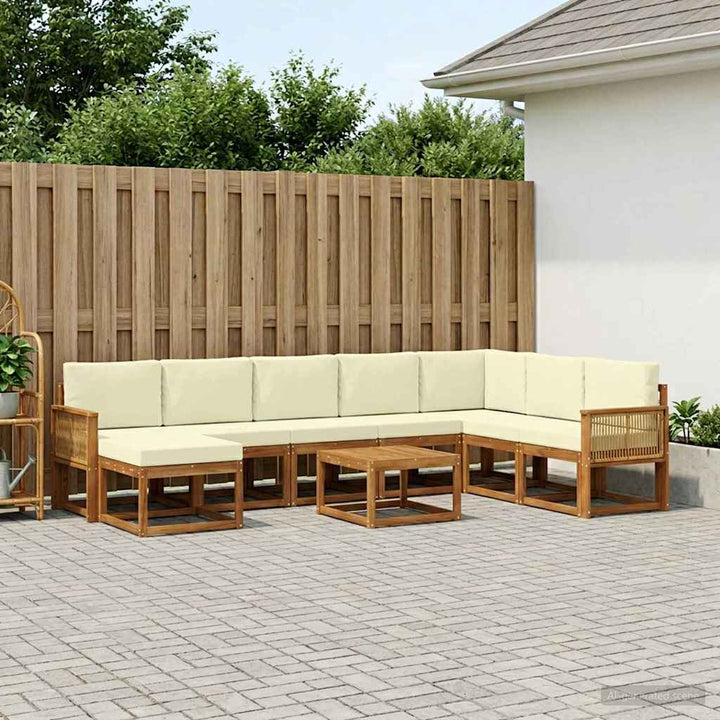 Udendørs sofagruppe 9 pcs Naturlig og Fløde Massivt Akacietræ