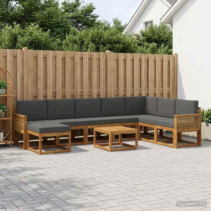 Udendørs sofagruppe med pude 9 pcs Naturlig og Antracit