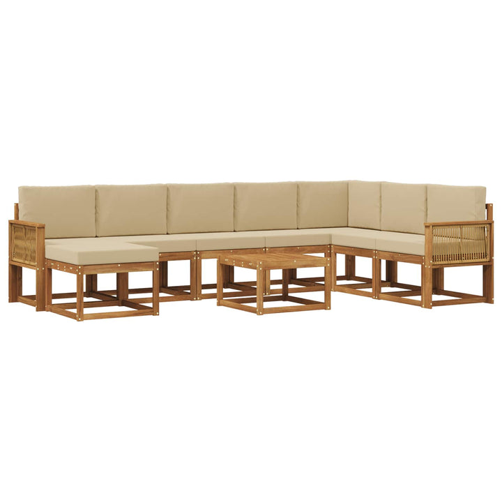 Udendørs sofagruppe 9 pcs Naturlig og Beige Massivt Akacietræ