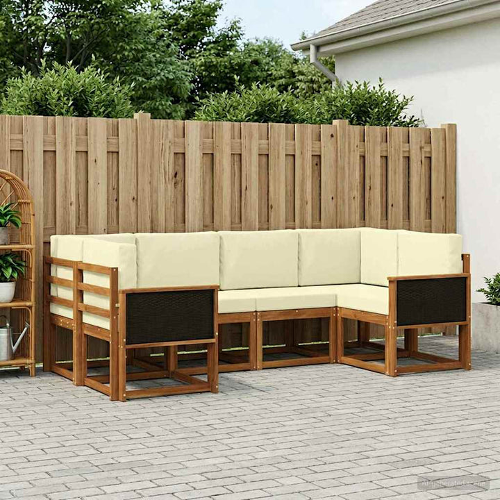 Udendørs sofagruppe 6 pcs Naturlig og Fløde Massivt Akacietræ