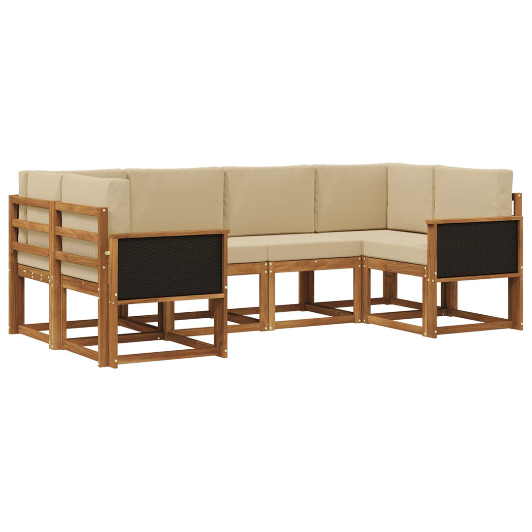 Udendørs sofagruppe 6 pcs Naturlig og Beige Massivt Akacietræ