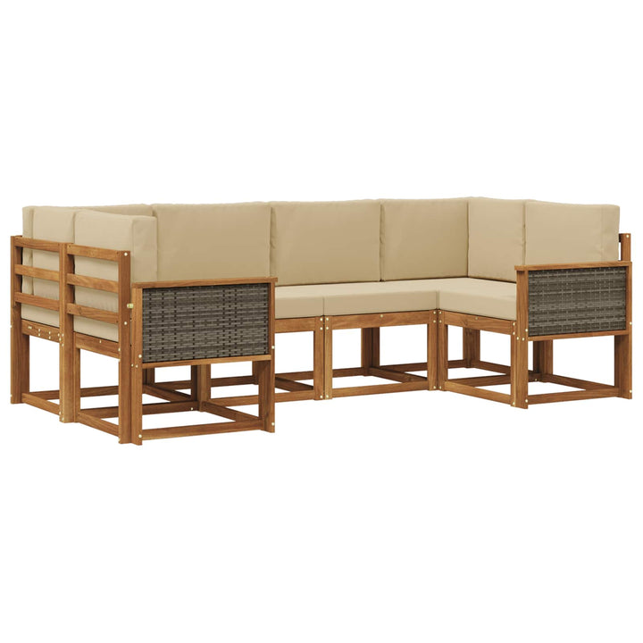 Udendørs sofagruppe 6 pcs Naturlig og Beige Massivt Akacietræ