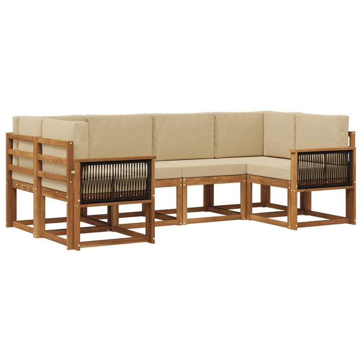 Udendørs sofagruppe 6 pcs Naturlig og Beige Massivt Akacietræ