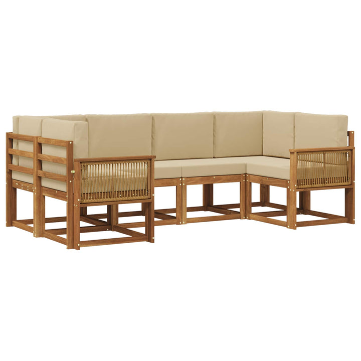 Udendørs sofagruppe 6 pcs Naturlig og Beige Massivt Akacietræ