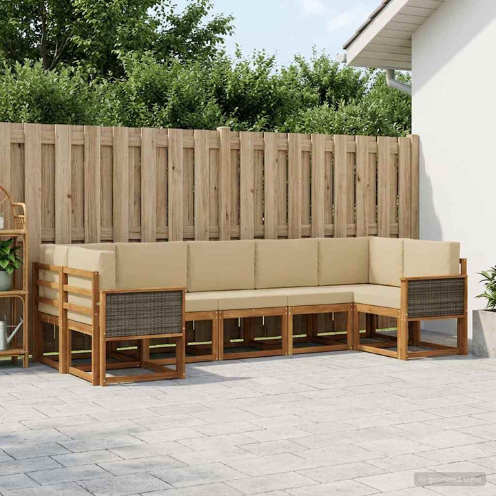 Udendørs sofagruppe 7 stk. Naturlig og Beige
