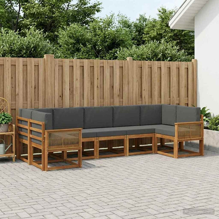 Udendørs sofagruppe med pude 7 pcs Naturlig og Antracit