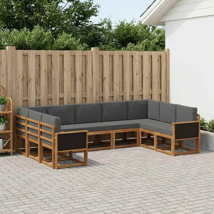 Udendørs sofagruppe med pude 9 pcs Naturlig og Antracit